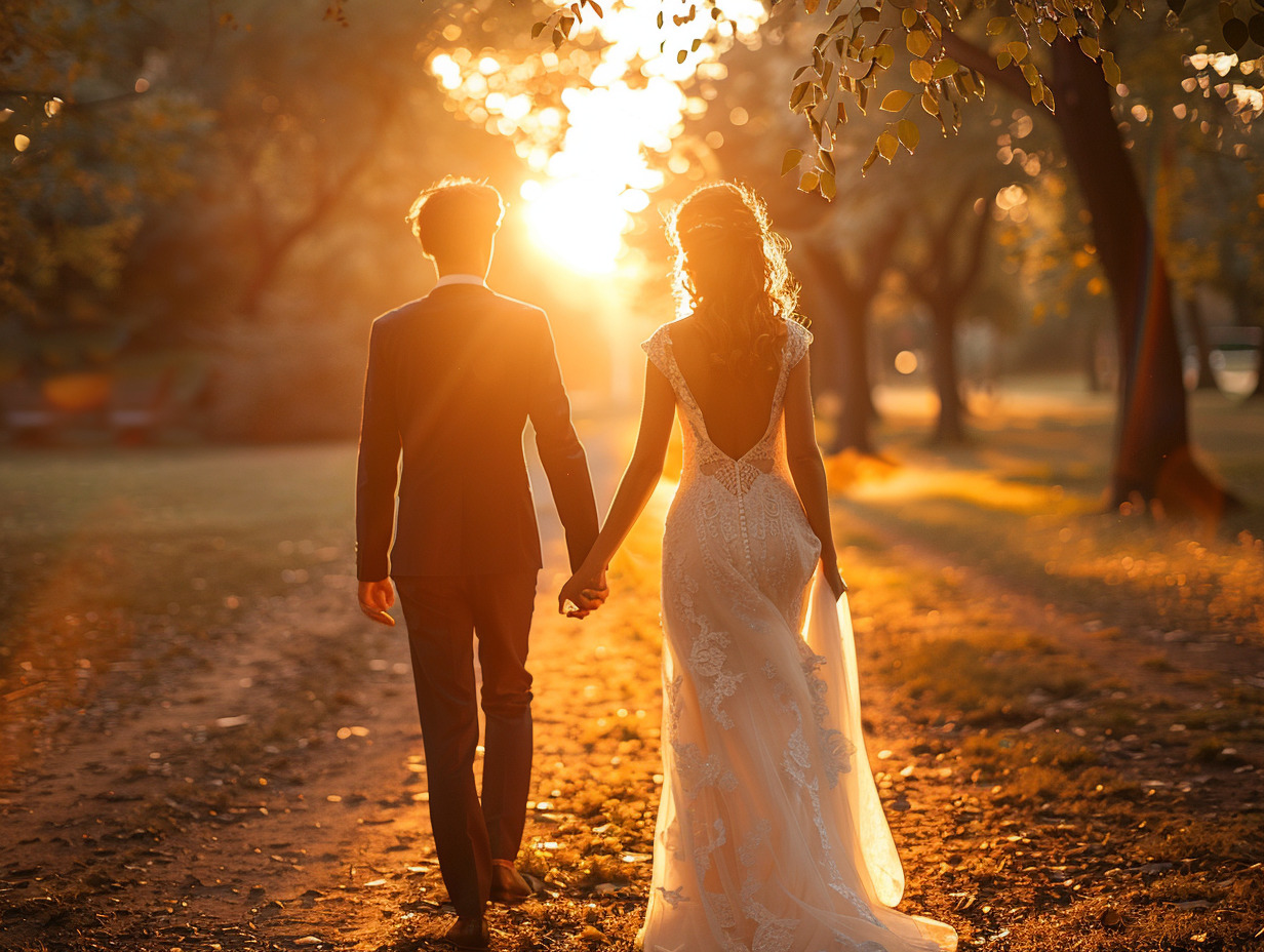 couple mariage sunset