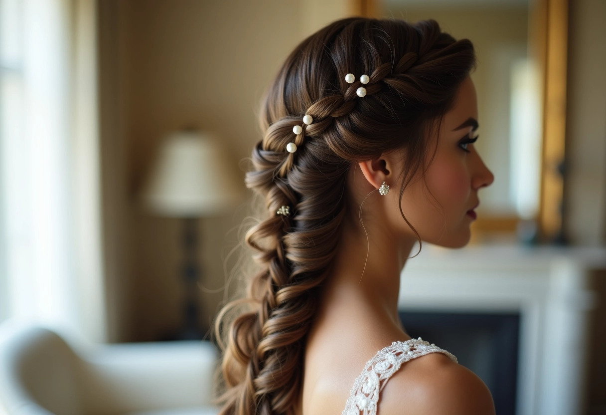 coiffure mariage cheveux longs : inspirations de coiffures déployées pour un style naturel et raffiné -  mariage  et  cheveux longs